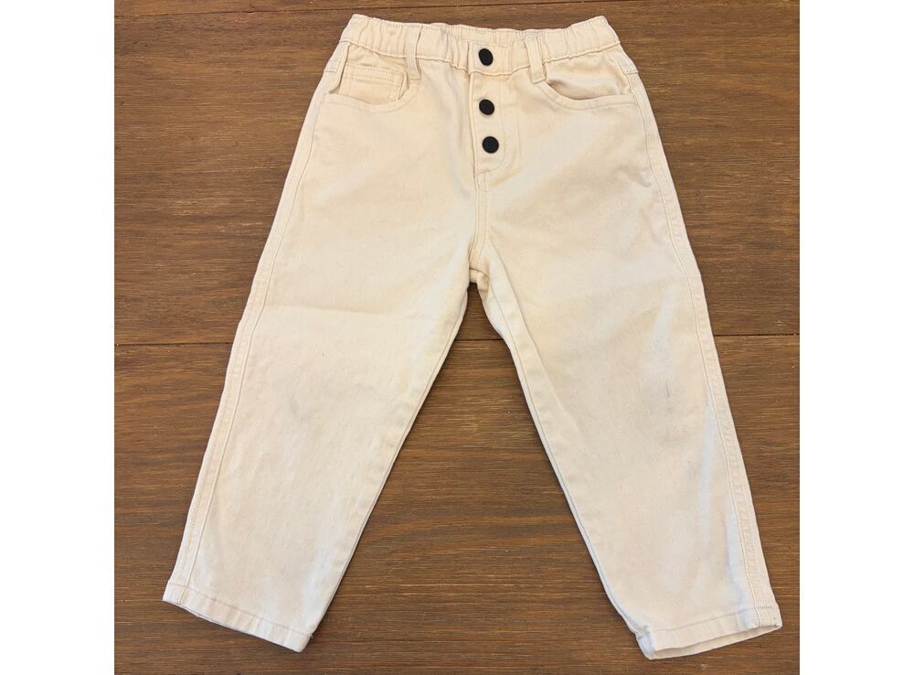 Easy Peasy Toddler Pull-On Pants Size 3T Cream Neutral Elastic Waist Minimalist